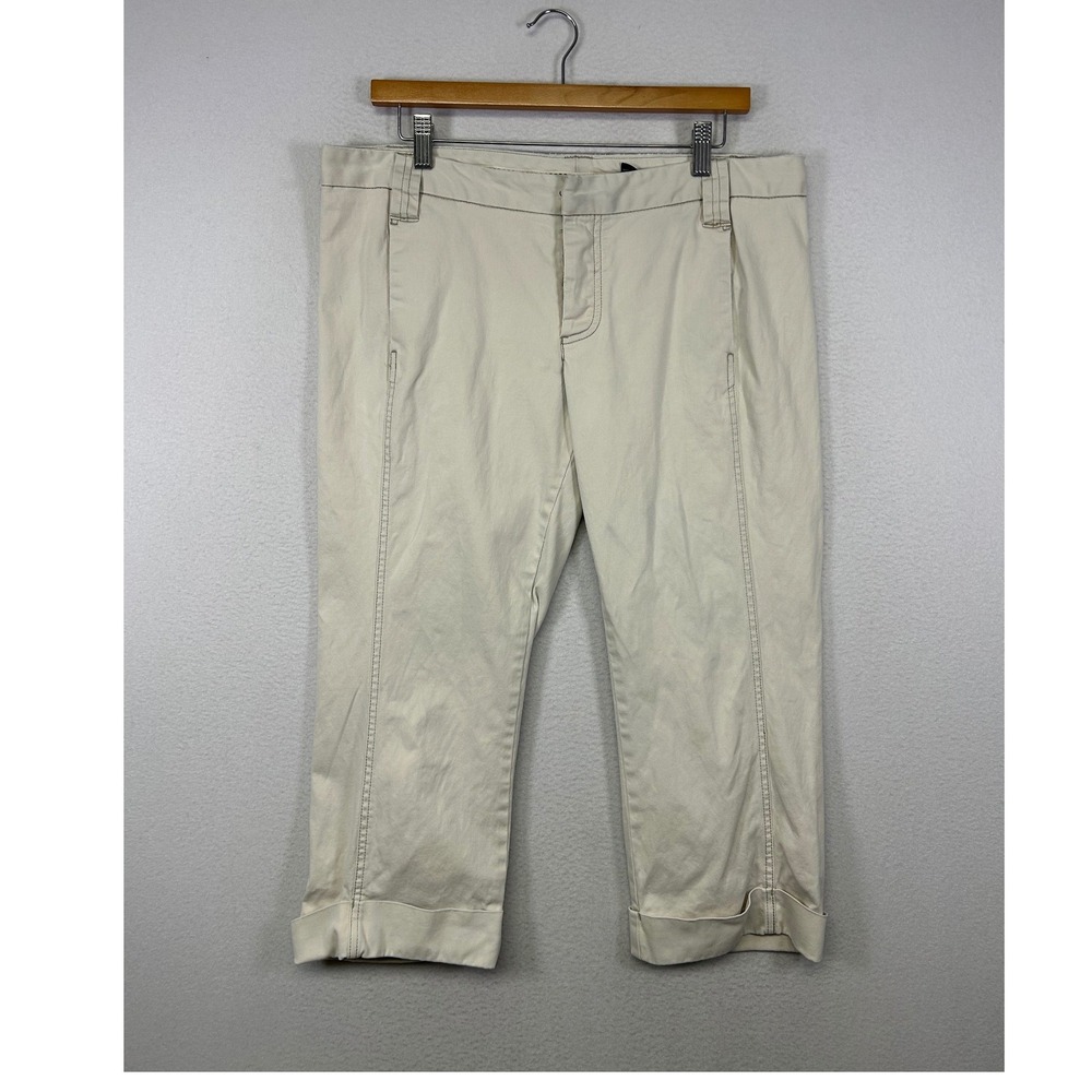 Preppy American Eagleβ Women 14 Beige Khaki Cropped Cuffed Stretch Chino Pants